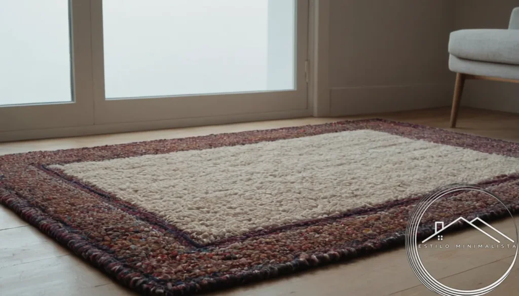 A minimalist rug made from recycled textiles.