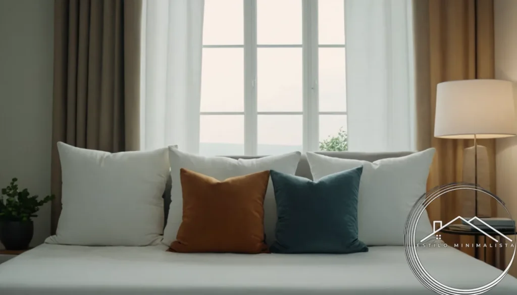 A serene bedroom scene with minimalist cotton pillows on display.