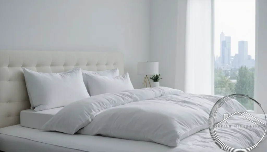 2 stylish minimalist pillows on a plain white bed.