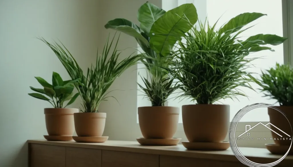 A minimalist interior with lush