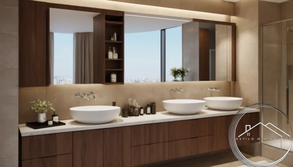 3D rendered high-rise bathroom cabinet designs for space optimization.