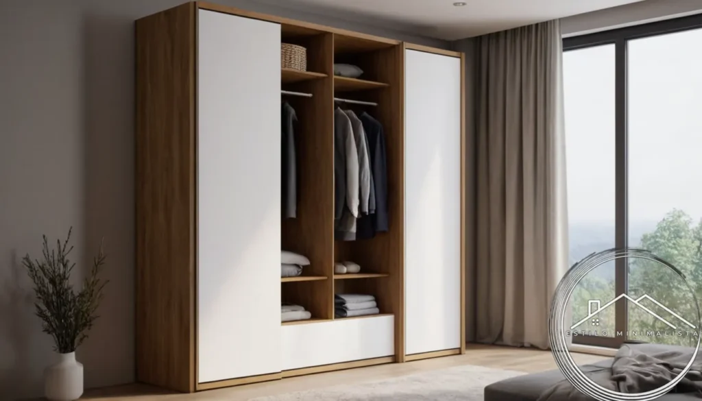 A minimalistic corner wardrobe for a clutter-free living space.