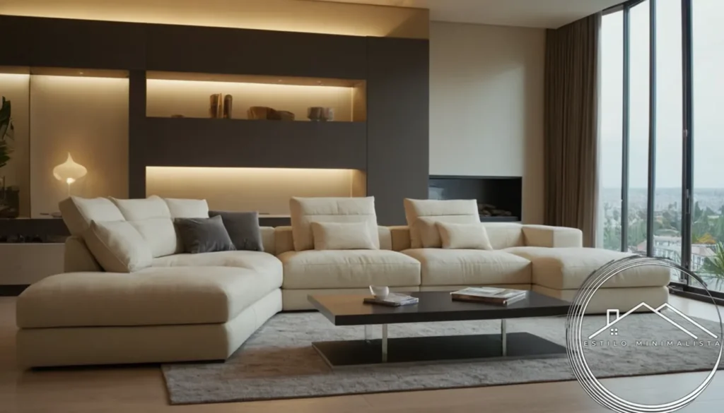 Modern living room furniture with storage built into sleek sofas.