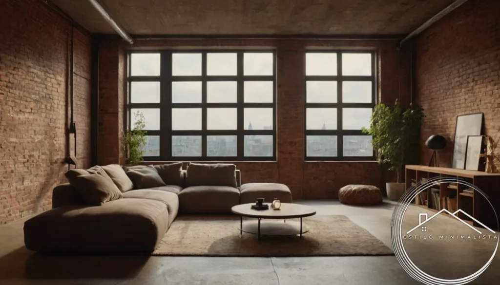 A minimalist urban warehouse converted into a cozy living space.