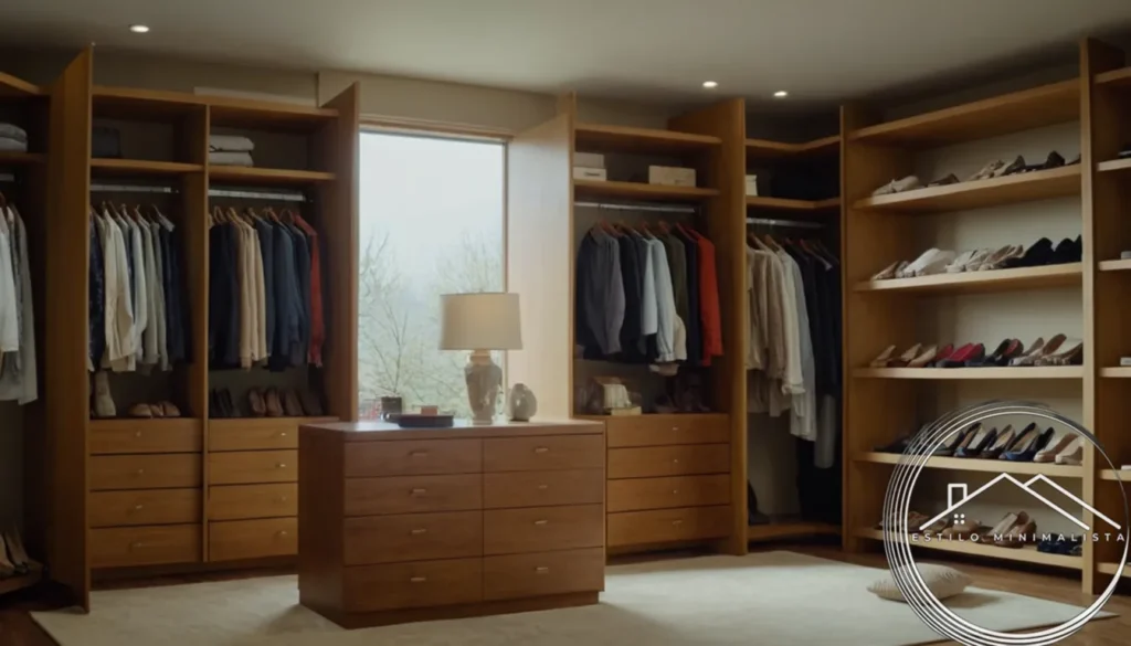 A cluttered closet before a clutter-free minimalist makeover.