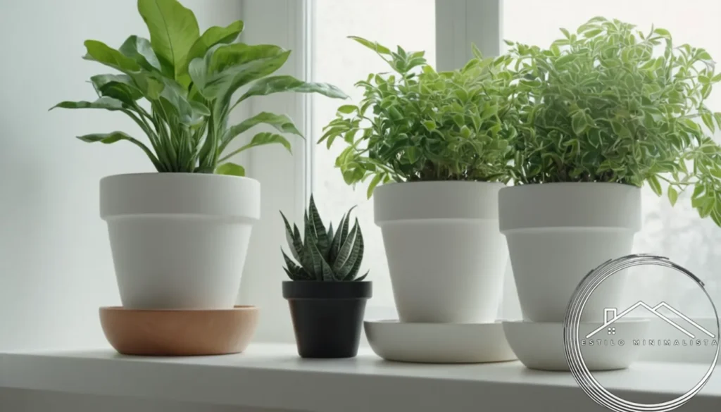 A clean white minimalist bookshelf with potted plants on it.