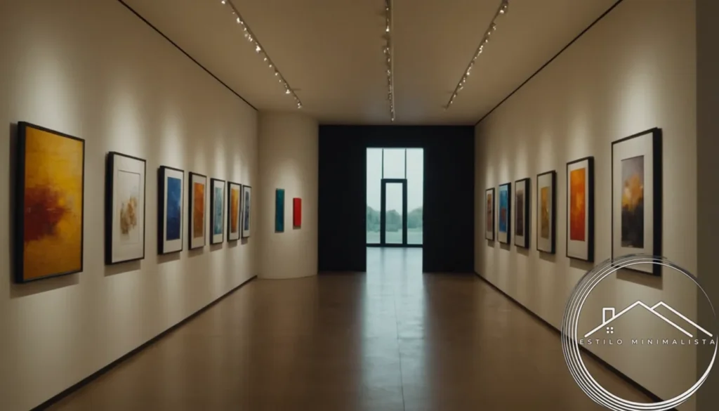 A minimalist corridor transformed into a stunning art gallery space.