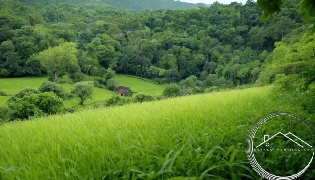 A serene natural landscape surrounded by lush greenery in subtlety.
