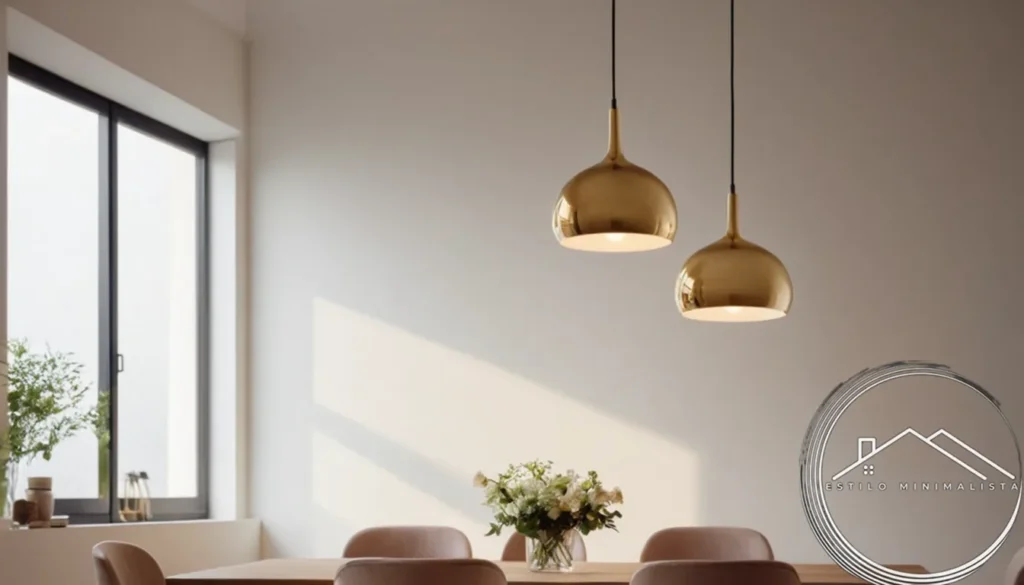 3-4 minimalist pendant lamps with soft light background.
