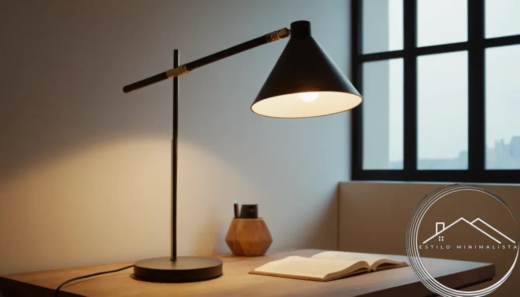 A minimalist lamp with adjustable arm and sleek design.