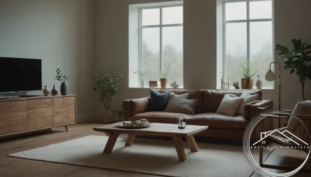 A minimal living space with repurposed and donated items.