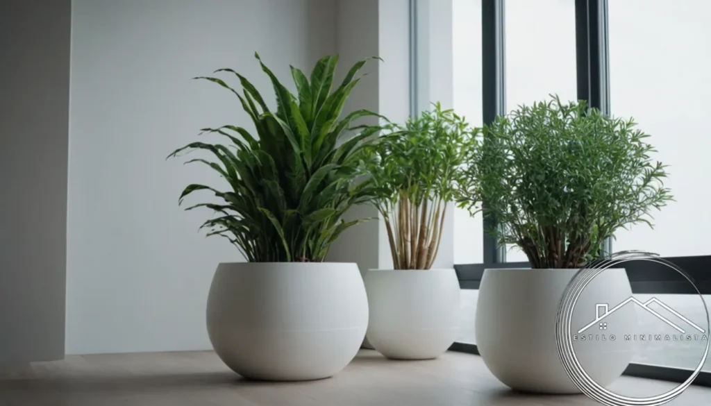 3 minimalist plant pots in modern decor settings