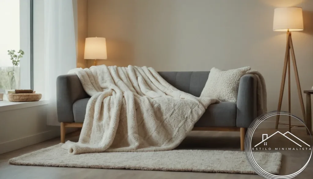 A minimalist living room with a soft