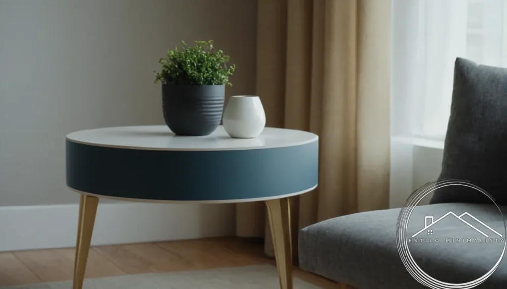 A minimalist side table in a stylish interior design space.