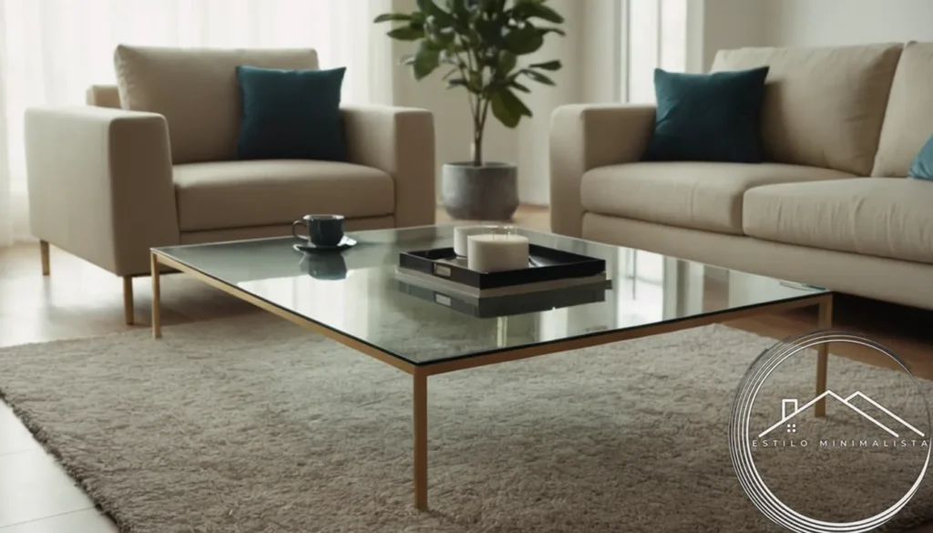 A minimalist glass coffee table setup