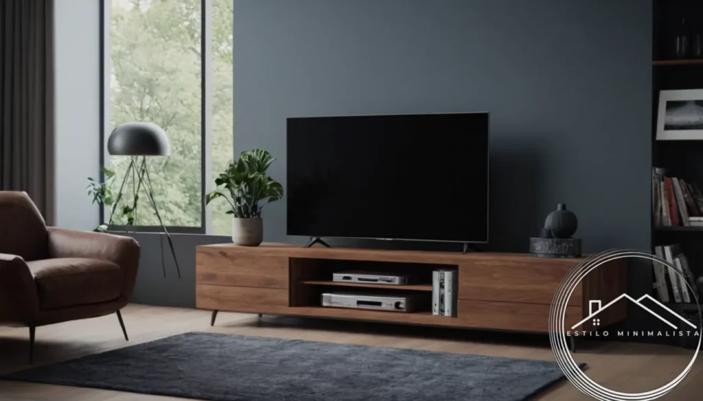 A minimalist console or entertainment center with storage.