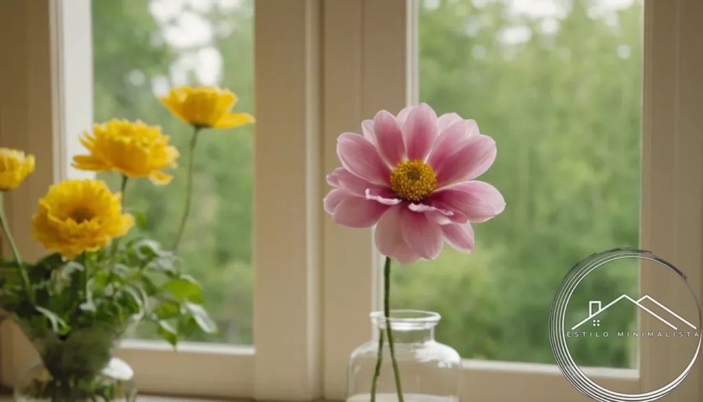 A serene home environment with a blooming flower
