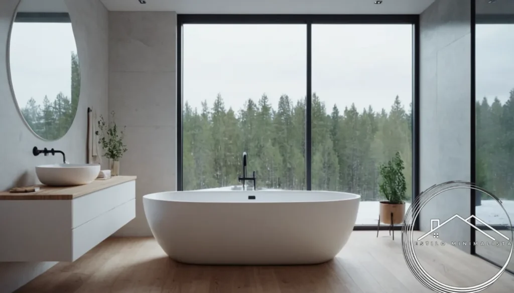 A minimalist bathroom interior in Scandinavian style.