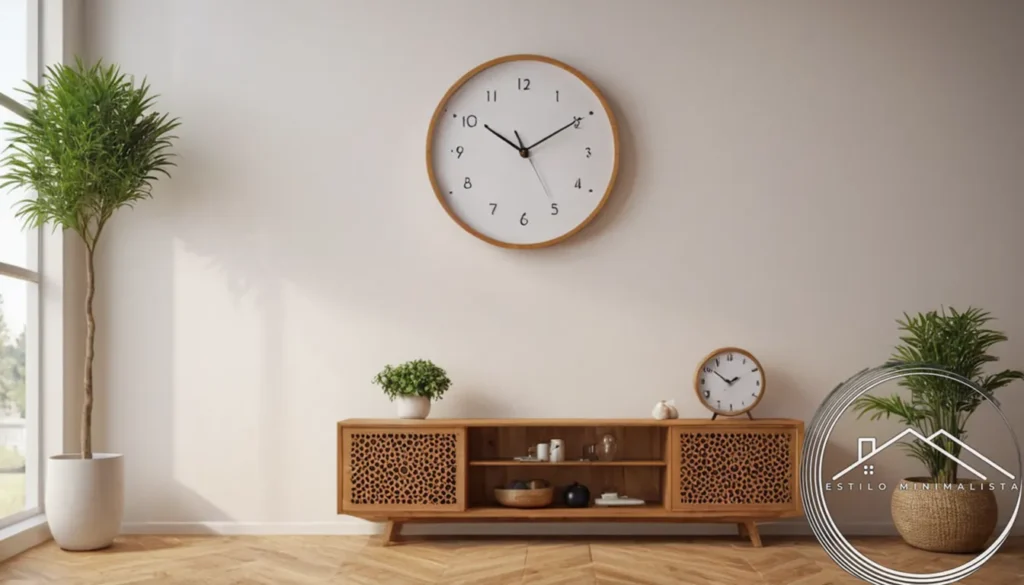 2 minimalist wooden clocks styled as wall decor.