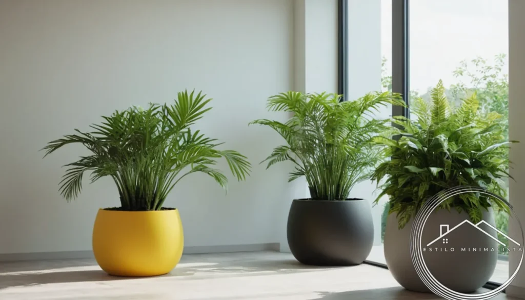 2 minimalist planters transformed with lush and vibrant greenery.