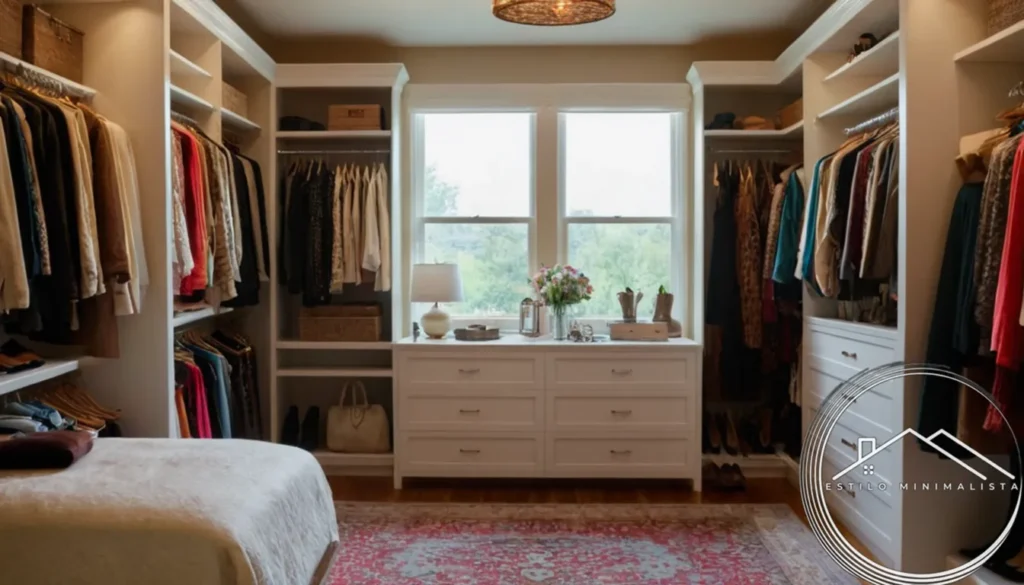 A stylishly organized closet transformed after decluttering and resale.