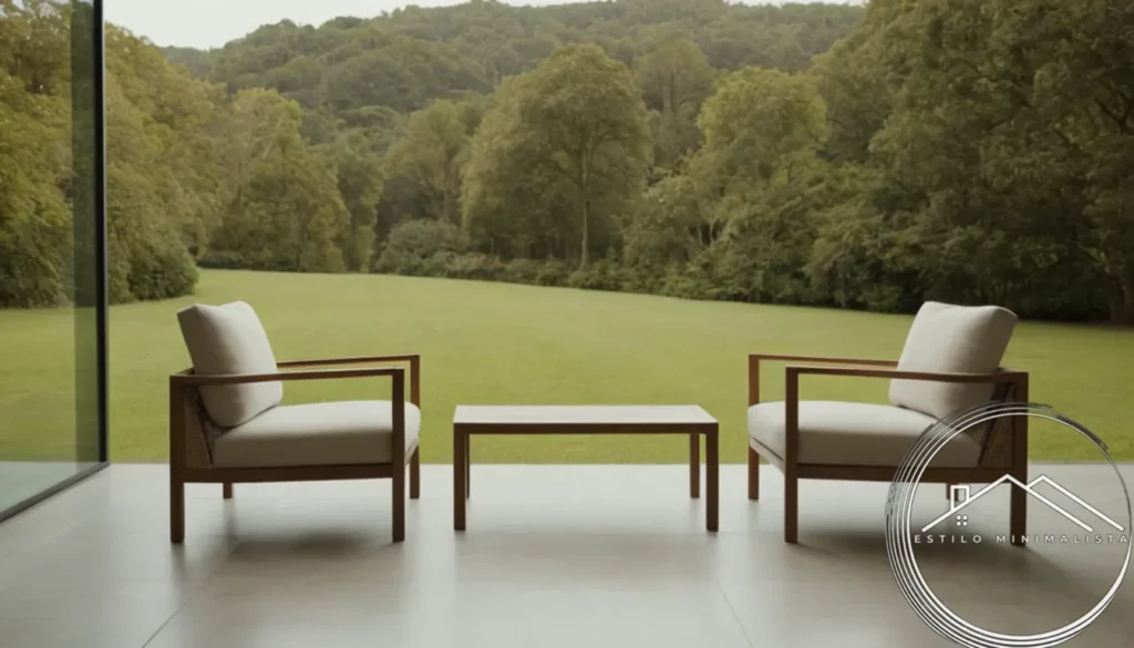 3 minimalist chairs in a peaceful