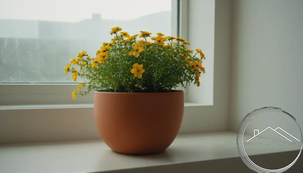 A minimalist flower pot on a plain surface