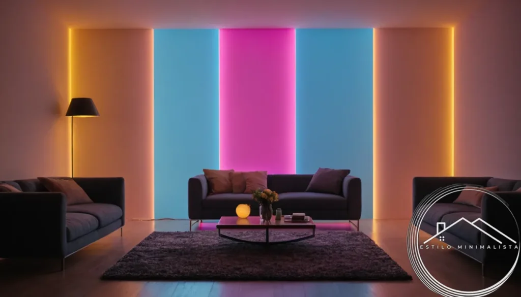 A minimalist strip of colorful LED lighting for decorative purposes.