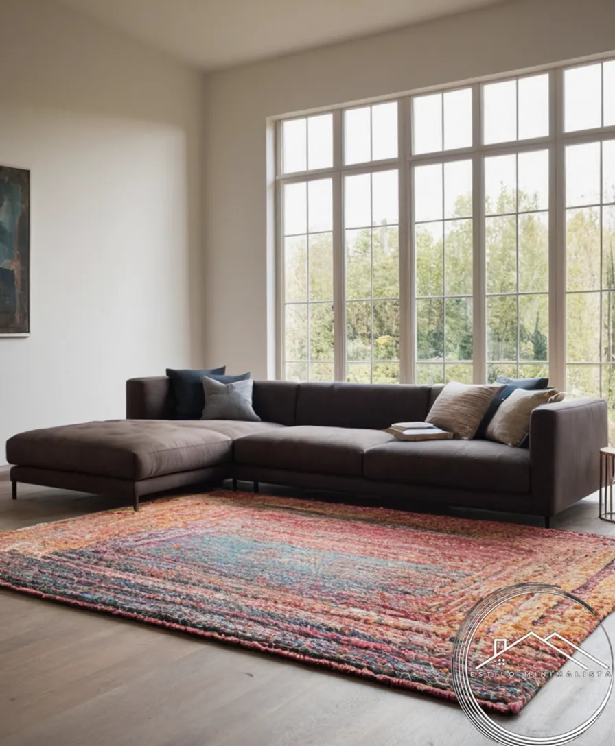 A minimalist rug made from recycled textiles.