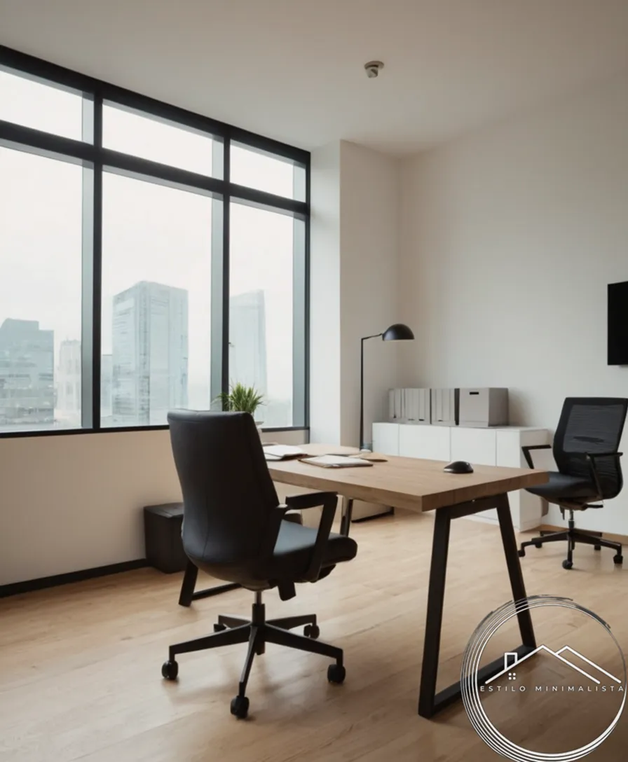 A minimalist office space with tidy and organized furniture.