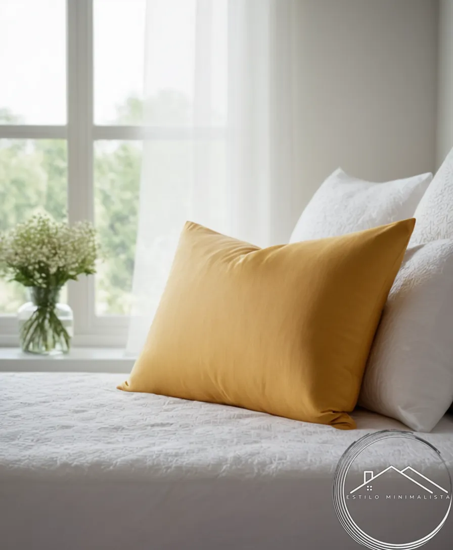 Minimalist allergen-proof pillows on a serene, clean background.