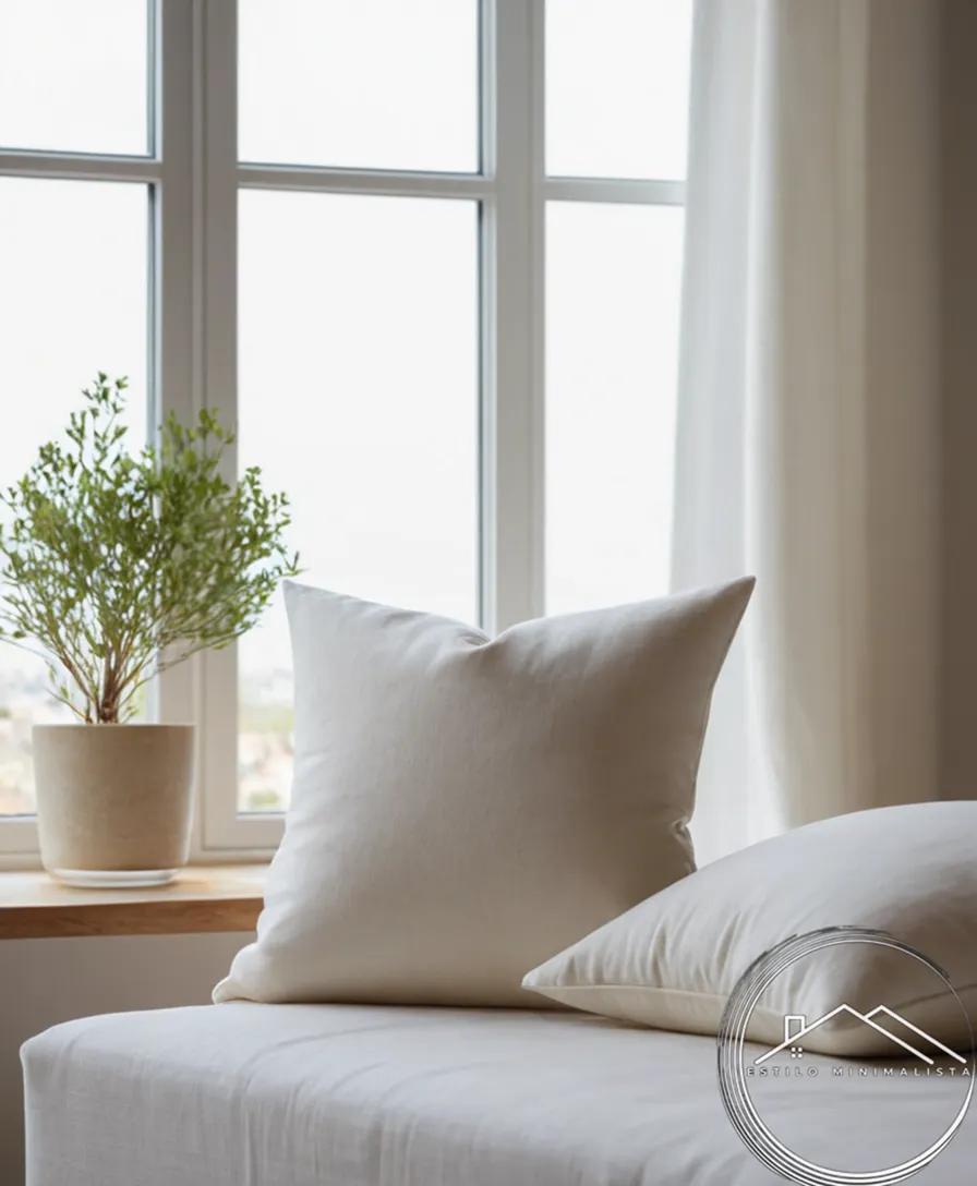 2 organic cotton minimalist pillows in a clean surroundings.