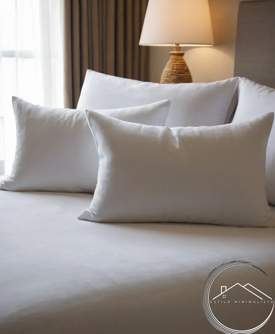 2-3 stylish minimalist linen Egyptian cotton hotel pillows.