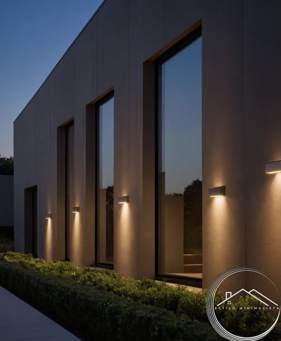 Minimalist, sleek light fixtures on a modern exterior wall.