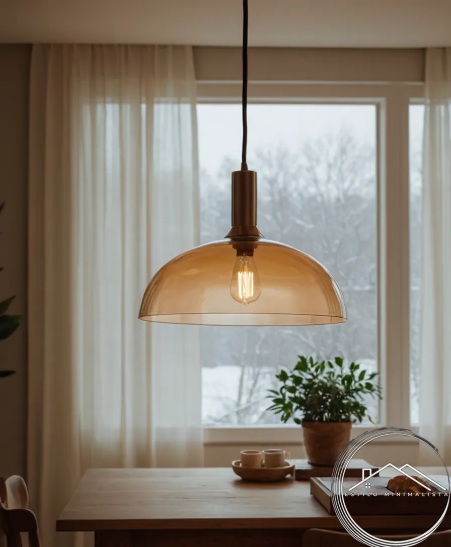 Minimalist lighting fixtures in warm, inviting home settings.