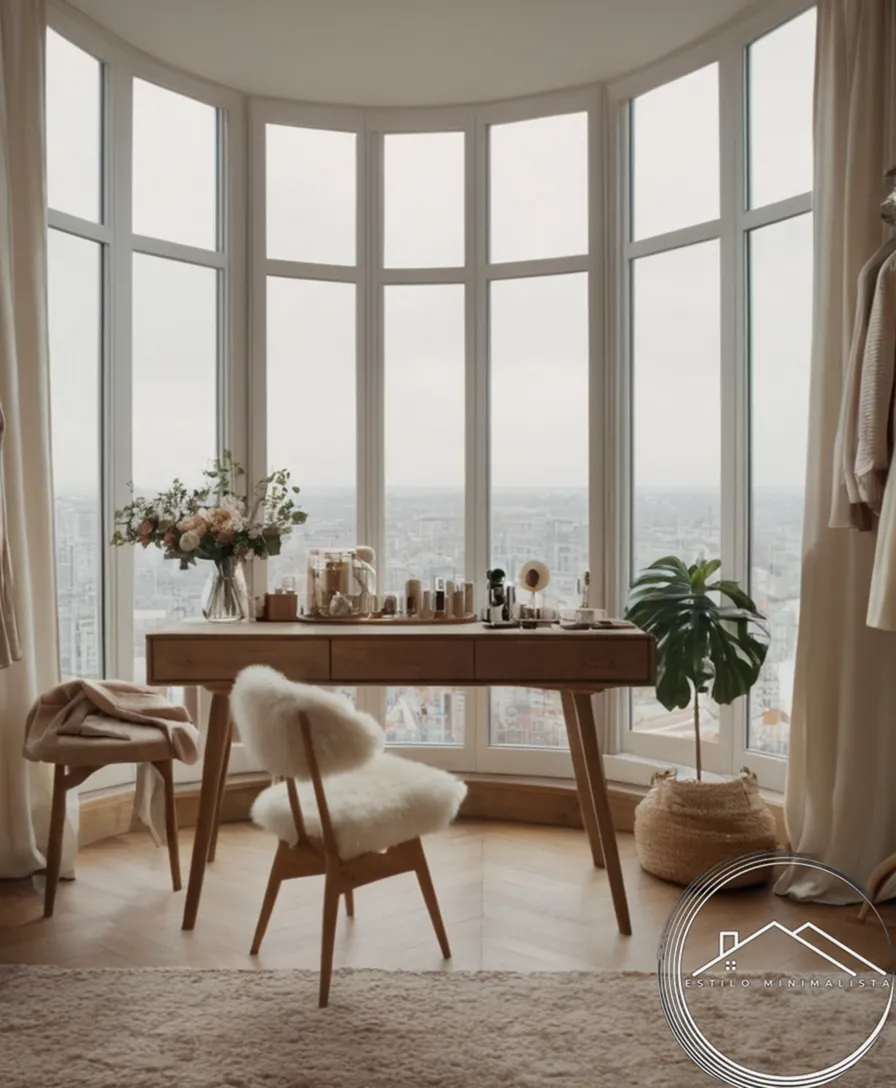 a chic, organized capsule wardrobe dressing space.