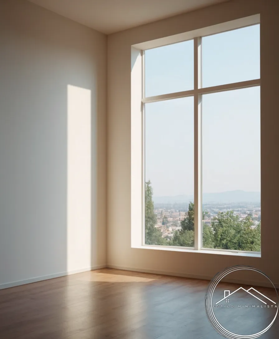 A minimalist room with soft lighting and negative space.
