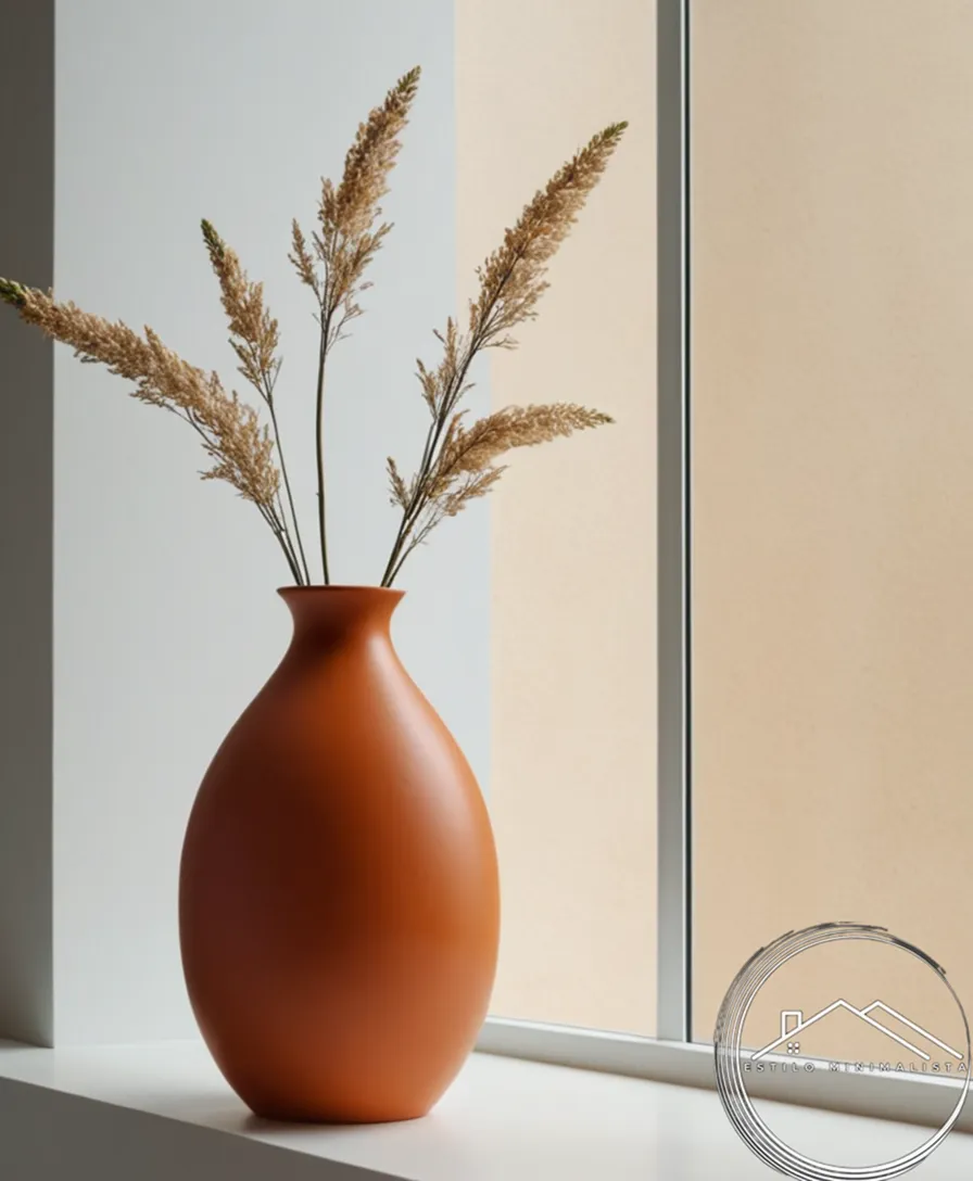 A minimalist ceramic vase against a clean, modern wall backdrop.