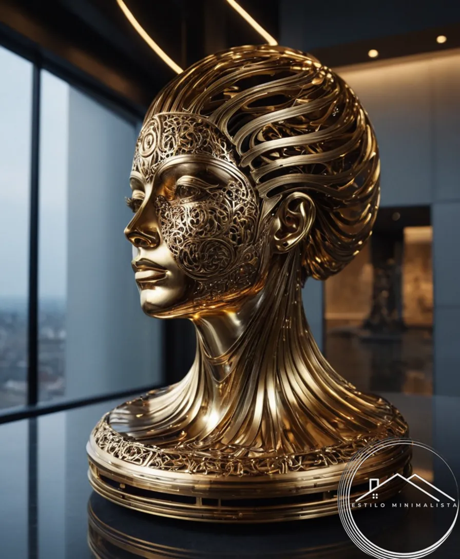 3D metallic sculptures or minimalist metal artwork designs.