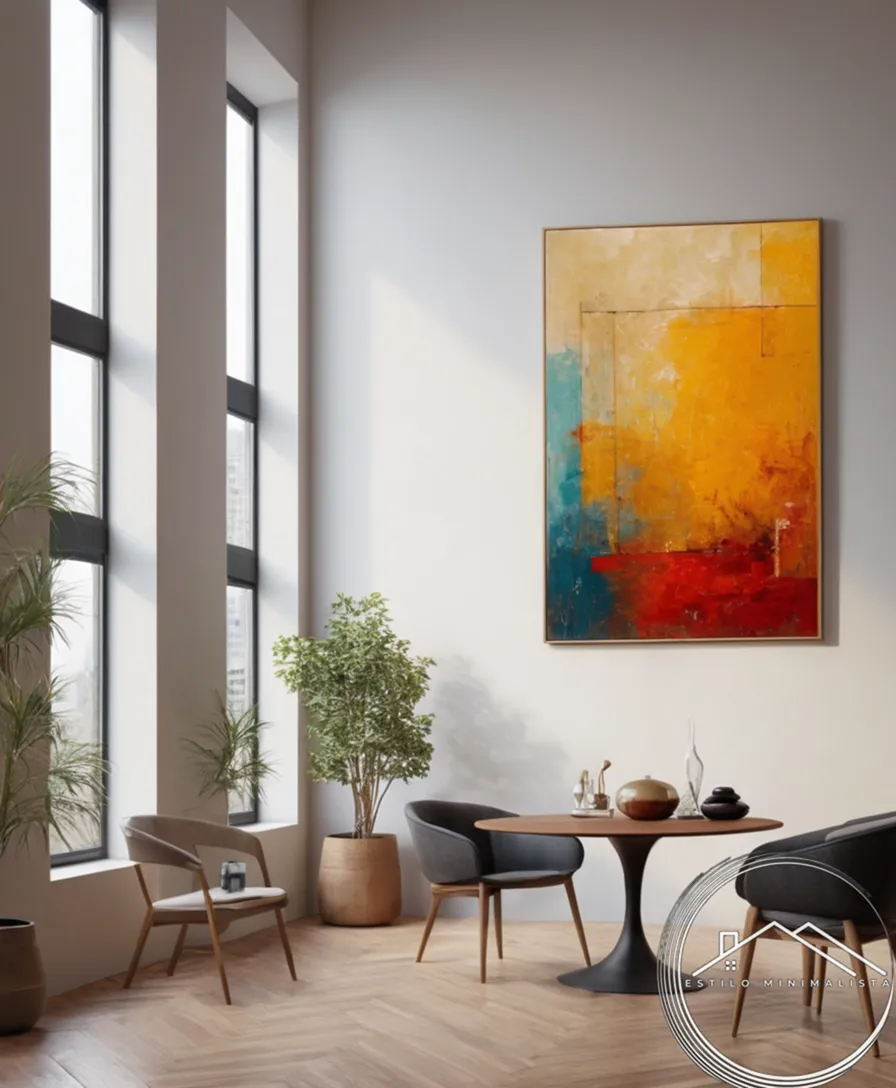 2 contrasting minimalist and modern art pieces side by side.