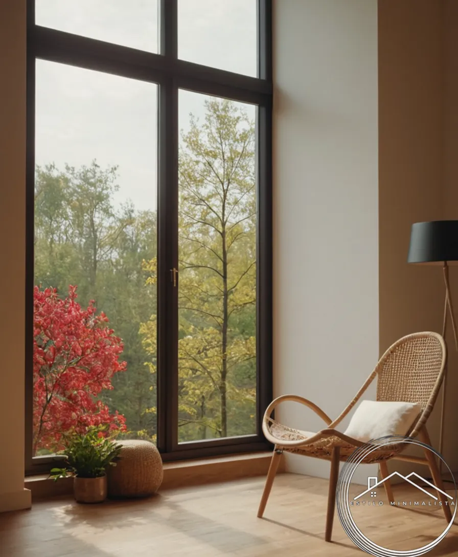 A serene home interior with minimalist art decorations.