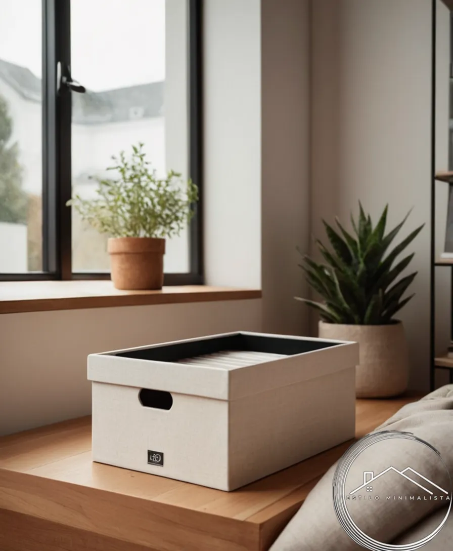 A minimalist, customized storage box on a peaceful, organized living space.