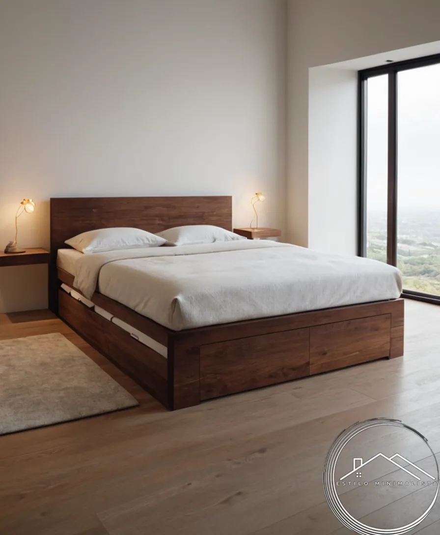 A minimalist bed with secret storage and clean linens.