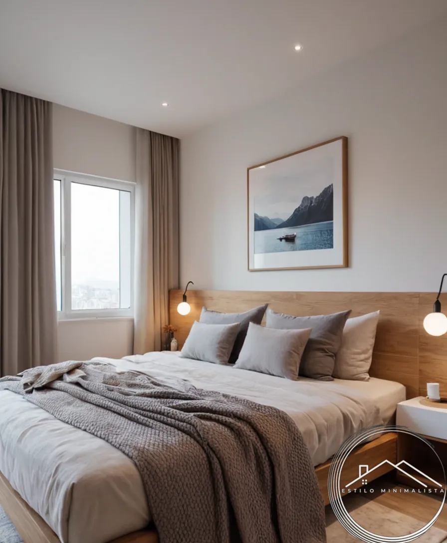 A calm minimalist bedroom or bed setup online shopping scene.