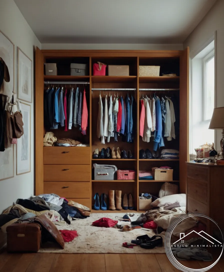A cluttered closet with items spilled out.