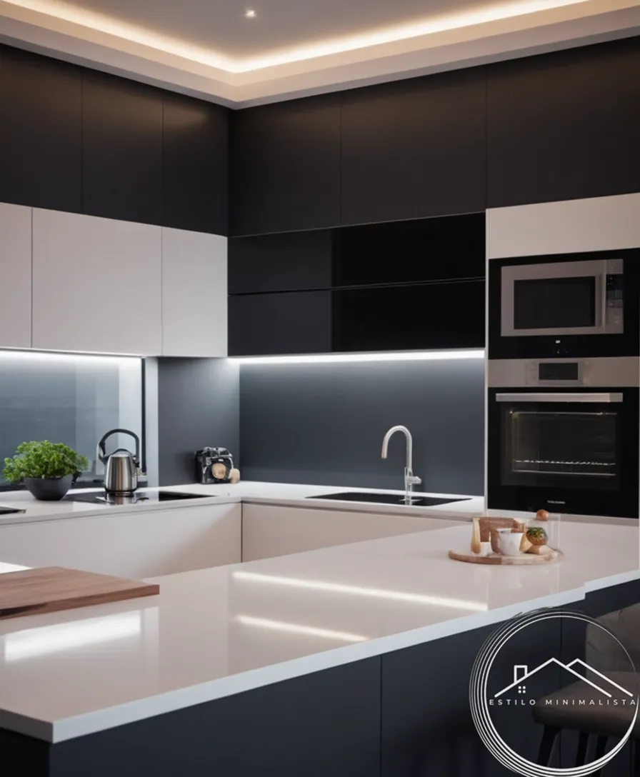 Sleek, integrated kitchen appliances blended with minimalist space design.