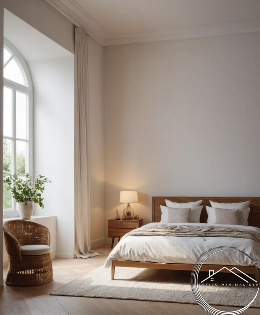 A serene, minimalist room with tasteful decorative details.