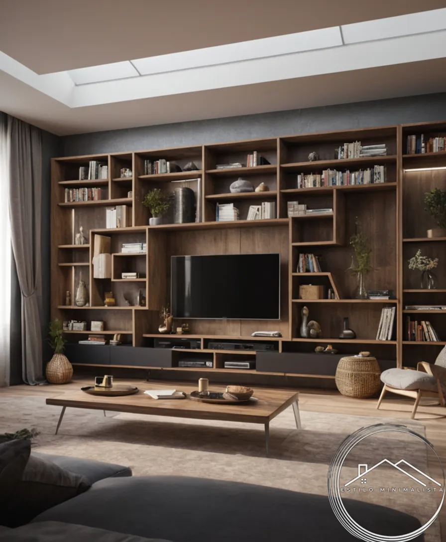 3D shelving options, with built-in units and assembled storage.