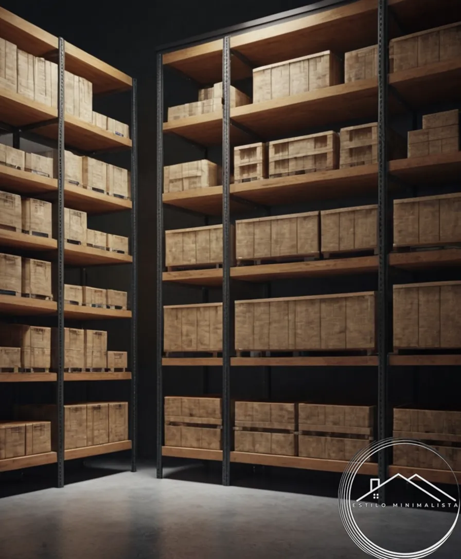 3D rendering of a vertical storage system or shelves.