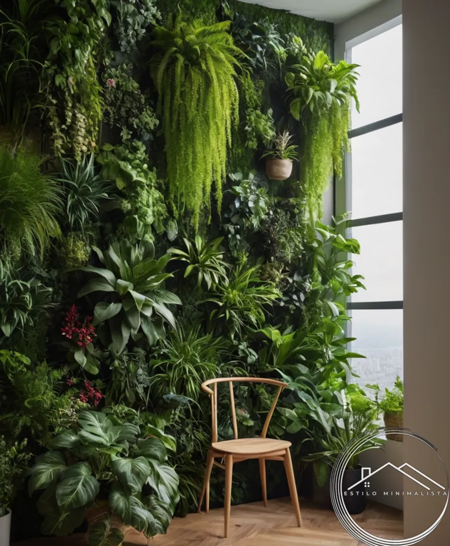 A minimalist vertical garden with suspended, pest-free plants.